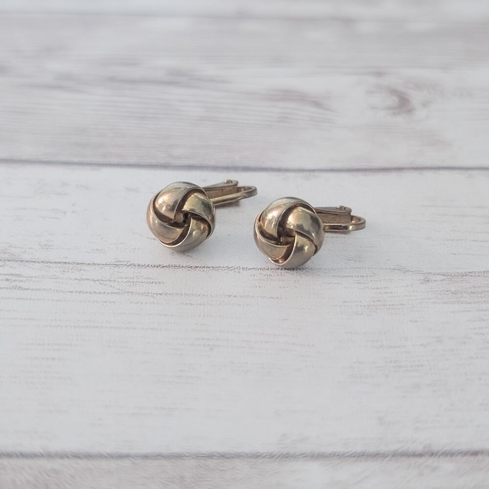 Vintage Clip On Earrings Twisted Design 3/8" - Heavy Tarnish/Discoloration
